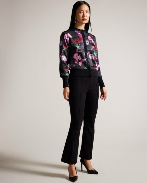 Ted Baker Abbalee Women's Sweaters Black / Yellow | 53286-TELU