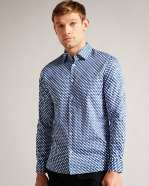 Ted Baker Barder Men's Shirts Blue | 86405-QWSN