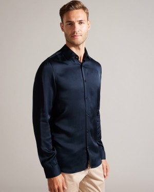 Ted Baker Corato Men's Shirts Navy | 71632-OKRQ