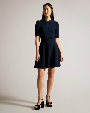 Ted Baker Hillder Women's Dress Blue / Orange | 06813-XSZP