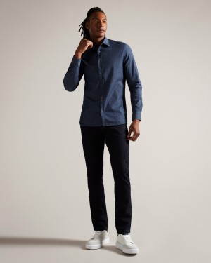 Ted Baker Loders Men's Shirts Navy | 68037-ODKW