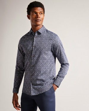 Ted Baker Maccle Men's Tops Blue | 85249-VRFY