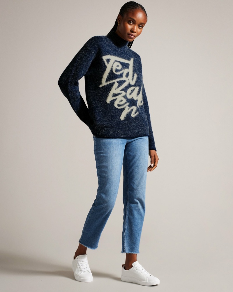 Ted Baker Alyannn Women's Sweaters Blue / Orange | 86594-DREZ