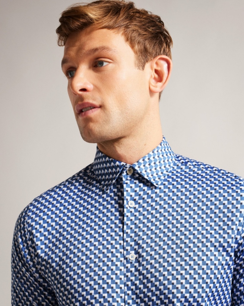 Ted Baker Barder Men's Shirts Blue | 86405-QWSN