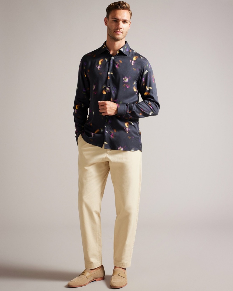 Ted Baker Bari Men's Shirts Navy | 12597-KDVQ