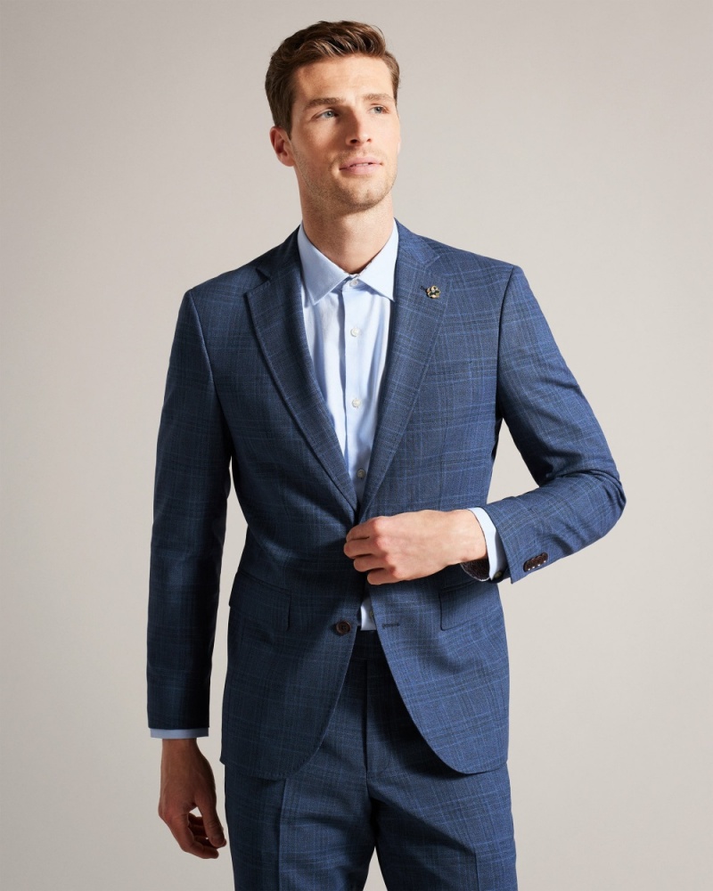 Ted Baker Drydenj Men\'s Blazer Blue / Orange | 25104-TJEU