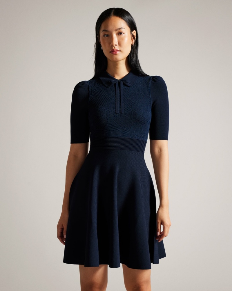 Ted Baker Hillder Women's Dress Blue / Orange | 06813-XSZP