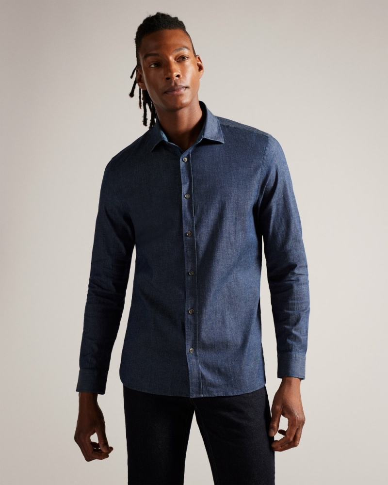 Ted Baker Loders Men's Shirts Navy | 68037-ODKW