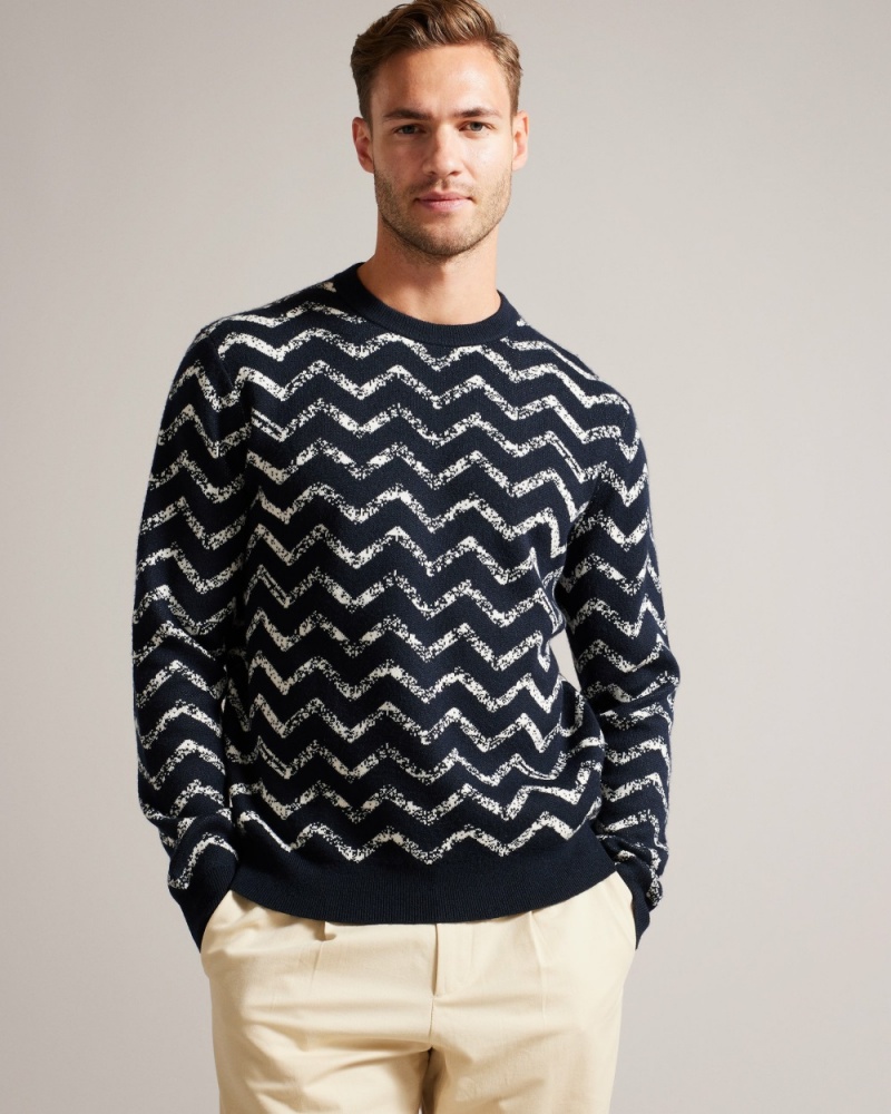 Ted Baker Sesil Men's Sweaters White / Navy | 45968-ZPRU